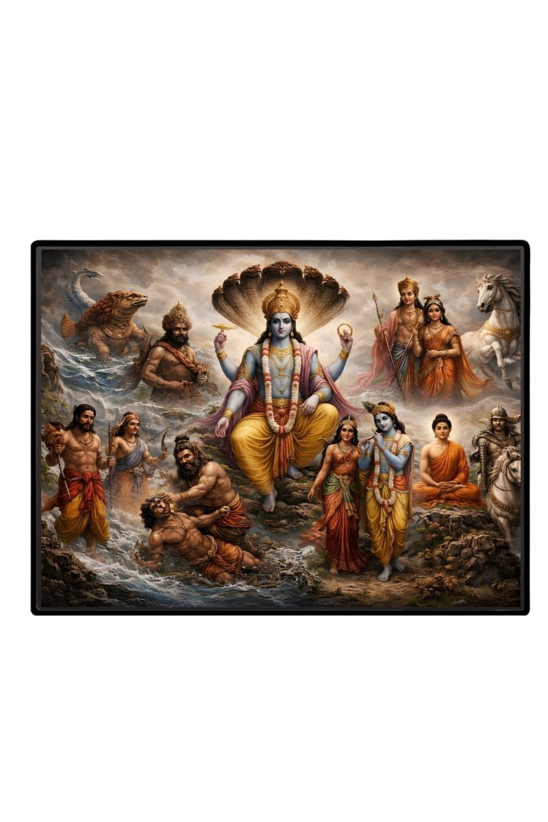 Lord Vishnu Laminated Photo - 7x9 Inches, Divine Blessings For Home & Office And Temple Decoration (F16067)