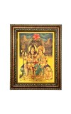 Hitech Sales Lord Shivji Family shiv Parvati Kartik Ganesh with their Bahana gold plated photo with Waterproof Glass Cover 9X7 for Table, Temple Wall, Mandir, Home Decor