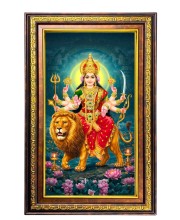 Ma Durga Digital Golden Balck Color Photo Frame | Hindu Religious Wall Decor | 18x24 Inches - Inspirational Wall Art For Office, Home Decor - Ideal Spiritual Gift (F16960)