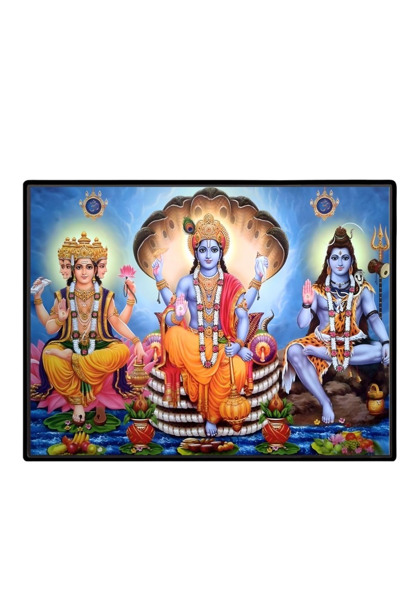 Lord Vishnu Shankar Mahesh Laminated Photo - 5x7 Inches, Divine Blessings For Home & Office And Temple Decoration (F16118)
