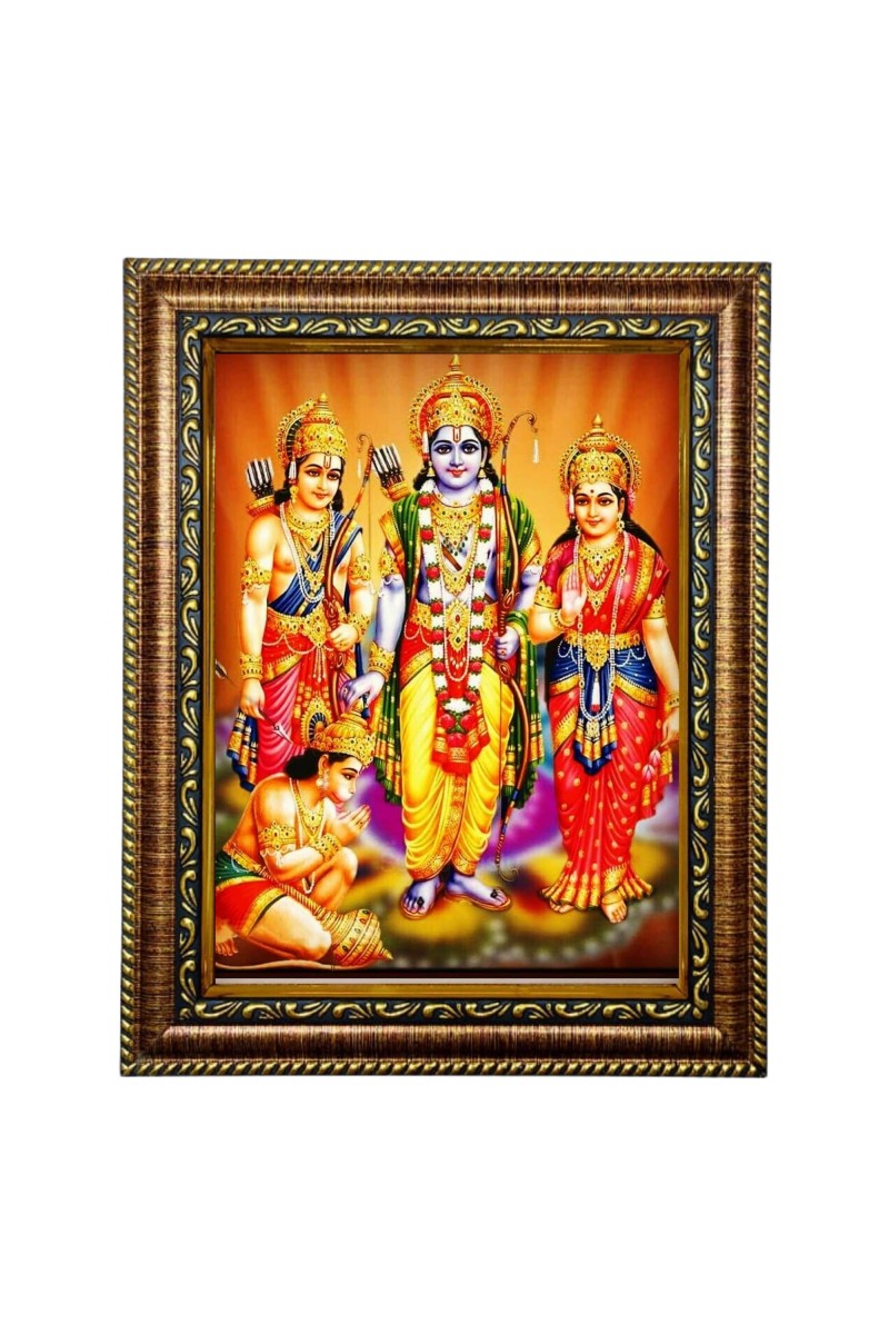HiTech Sales Lord Ram Sita Lakshman And Hanuman photo frame Hindu God wall art religious deity for Office, Wall/Table, Study room & living room, gifts | PVC Frame & Front Face - Glass (10 x 8)