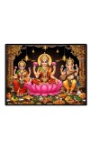 Lord Ganesha Maa Laxmi Saraswati Laminated Photo - 7x9 Inches, Divine Blessings For Home & Office And Temple Decoration (F16135)