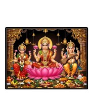 Lord Ganesha Maa Laxmi Saraswati Laminated Photo - 7x9 Inches, Divine Blessings For Home & Office And Temple Decoration (F16135)