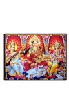 Lord Ganesha Maa Laxmi Saraswati Laminated Photo - 7x9 Inches, Divine Blessings For Home & Office And Temple Decoration (F16124)