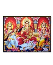 Lord Ganesha Maa Laxmi Saraswati Laminated Photo - 7x9 Inches, Divine Blessings For Home & Office And Temple Decoration (F16124)
