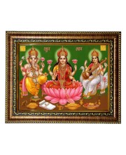 HiTech Sales Goddess Lakshmi Ganesha Saraswati photo frame goddesses murti deity for Office, Wall/Table, Study room & living room, gifts | PVC Frame & Front Face - Glass (10 x 8)