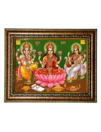 HiTech Sales Goddess Lakshmi Ganesha Saraswati Photo Frame Goddesses murti Deity for Office, Wall/Table, Study Room & Living Room, Gifts | PVC Frame & Front Face - Glass (9 x 7)