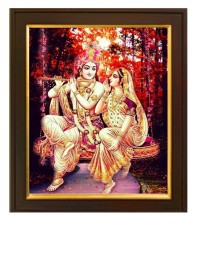 HI Tech Sales Traditional Radha-Krishna Beautiful Painting With Frame Wall Art, Multicolor, Traditional, 10 X 12 inches