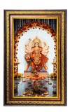 Goddess Durga Digital Golden Balck Color Photo Frame | Hindu Religious Wall Decor | 16x22 Inches - Inspirational Wall Art For Office, Home Decor - Ideal Spiritual Gift (F16908)