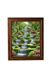 HItech Sales Garden Waterfall Scenery Photo Frame for Kids Room, Bedroom, Living Room (Wall and Tabletop, Rectangular, Printed Photo, 12 x 14 inches Frame, Brown)