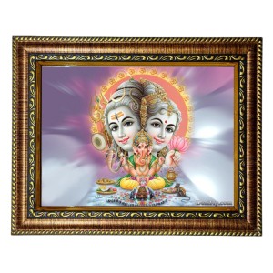 HiTech Sales Shiv Parvati Ganesh photo frame Lord Shiva picture Divine Parivar deity for Office, Wall/Table, Study room & living room, gifts | PVC Frame & Front Face - Glass (9 x 7)