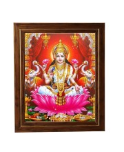 Hitech Sales Mata Lakshmi Devi Photo Frame for Pooja Room, Temple Decor, Home Decoration and Gift (Wall and Tabletop, Rectangular, Printed Photo, 12 x 14 inches Frame, Brown)