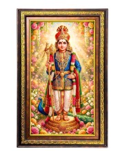 Lord Karthikeya Digital Golden Balck Color Photo Frame | Hindu Religious Wall Decor | 12x18 Inches - Inspirational Wall Art For Office, Home Decor - Ideal Spiritual Gift (F16572)