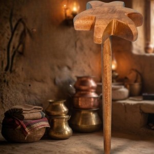 Wooden Dal Ghotni Traditional Hand Masher | Wooden Dal Mathani for Kitchen | Handmade Dal Whisker for Mixing Dal, Kadhi & Curry | Wooden Kitchen Tool