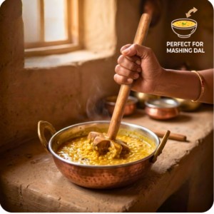 Wooden Dal Ghotni Traditional Hand Masher | Wooden Dal Mathani for Kitchen | Handmade Dal Whisker for Mixing Dal, Kadhi & Curry | Wooden Kitchen Tool
