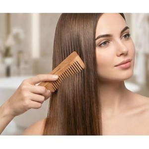 Natural Pure Wooden Hair Comb for Men & Women | Anti-Static Handmade Wood Comb with Fine & Wide Teeth | Scalp Massage Detangling Comb for Smooth & Healthy Hair Care | Beard & Hair Styling Set