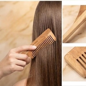Natural Pure Wooden Hair Comb for Men & Women | Anti-Static Handmade Wood Comb with Fine & Wide Teeth | Scalp Massage Detangling Comb for Smooth & Healthy Hair Care | Beard & Hair Styling Set