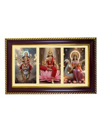 Tridevi Photo Frame 14x10 Inch | Glossy Maroon Polystyrene Frame | Divine Wall & Table Decor | Temple Decoration & Gift Item (Pack Of 1) (F21273)