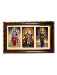 Vishnu-Vittal-Lakshmi Photo Frame 10x6 Inch | Glossy Maroon Polystyrene Frame | Divine Wall & Table Decor | Temple Decoration & Gift Item (Pack Of 1) (F21403)