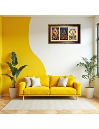 Aayppa-Shiva-Vishnu Photo Frame 8x4 Inch | Glossy Maroon Polystyrene Frame | Divine Wall & Table Decor | Temple Decoration & Gift Item (Pack Of 1) (F21464)