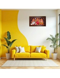 Lord Laxmi Ganesha Laxmi Photo Frame 12x8 Inch | Glossy Maroon Polystyrene Frame | Divine Wall & Table Decor | Temple Decoration & Gift Item (Pack Of 1) (F20160)