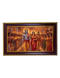 Lord Ram Sita Photo Frame 12x8 Inch | Glossy Maroon Polystyrene Frame | Divine Wall & Table Decor | Temple Decoration & Gift Item (Pack Of 1) (F20232)