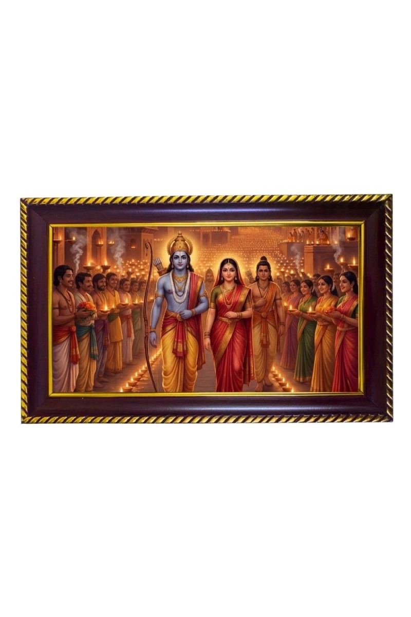 Lord Ram Sita Photo Frame 12x8 Inch | Glossy Maroon Polystyrene Frame | Divine Wall & Table Decor | Temple Decoration & Gift Item (Pack Of 1) (F20232)
