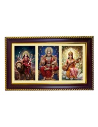Tridevi Photo Frame 12x8 Inch | Glossy Maroon Polystyrene Frame | Divine Wall & Table Decor | Temple Decoration & Gift Item (Pack Of 1) (F21280)