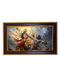 Mata Durga Photo Frame 8x4 Inch | Glossy Maroon Polystyrene Frame | Divine Wall & Table Decor | Temple Decoration & Gift Item (Pack Of 1) (F20527)