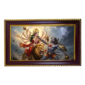 Mata Durga Photo Frame 8x4 Inch | Glossy Maroon Polystyrene Frame | Divine Wall & Table Decor | Temple Decoration & Gift Item (Pack Of 1) (F20527)