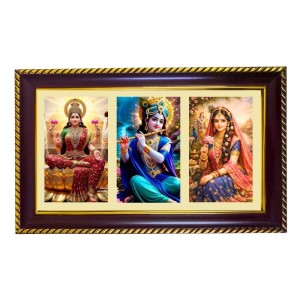 Lakshmi-Krishna-Radha Photo Frame 12x8 Inch | Glossy Maroon Polystyrene Frame | Divine Wall & Table Decor | Temple Decoration & Gift Item (Pack Of 1) (F20772) Lakshmi-Krishna-Radha Photo Frame 12x8 Inch | Glossy Maroon Polystyrene Frame | Divine Wall & Table Decor | Temple Decoration & Gift Item (Pack Of 1) (F20772)