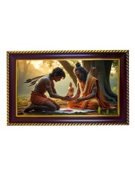 ArjunaÃ¢â‚¬â„¢s Archery Teaches Photo Frame 14x10 Inch | Glossy Maroon Polystyrene Frame | Divine Wall & Table Decor | Temple Decoration & Gift Item (Pack Of 1) (F20241)