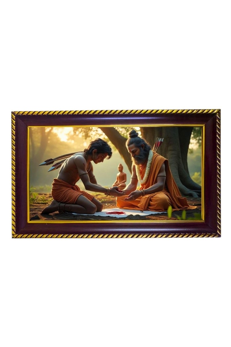 ArjunaÃ¢â‚¬â„¢s Archery Teaches Photo Frame 14x10 Inch | Glossy Maroon Polystyrene Frame | Divine Wall & Table Decor | Temple Decoration & Gift Item (Pack Of 1) (F20241)