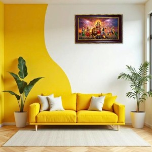 Mahishasur Vadh Photo Frame 10x6 Inch | Glossy Maroon Polystyrene Frame | Divine Wall & Table Decor | Temple Decoration & Gift Item (Pack Of 1) (F20252)