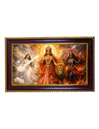 Tridevi Photo Frame 14x10 Inch | Glossy Maroon Polystyrene Frame | Divine Wall & Table Decor | Temple Decoration & Gift Item (Pack Of 1) (F20524)