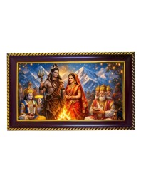 Lord Shiva Parvti Photo Frame 10x6 Inch | Glossy Maroon Polystyrene Frame | Divine Wall & Table Decor | Temple Decoration & Gift Item (Pack Of 1) (F20151)