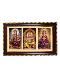 Lakshmi-Narshimha-Ganesha Photo Frame 10x6 Inch | Glossy Maroon Polystyrene Frame | Divine Wall & Table Decor | Temple Decoration & Gift Item (Pack Of 1) (F20999)