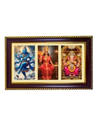 Shiva-Parvti-Ganesha Photo Frame 8x4 Inch | Glossy Maroon Polystyrene Frame | Divine Wall & Table Decor | Temple Decoration & Gift Item (Pack Of 1) (F20874)