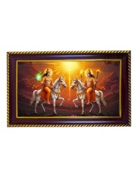 Lord Vishnu Photo Frame 12x8 Inch | Glossy Maroon Polystyrene Frame | Divine Wall & Table Decor | Temple Decoration & Gift Item (Pack Of 1) (F20393)