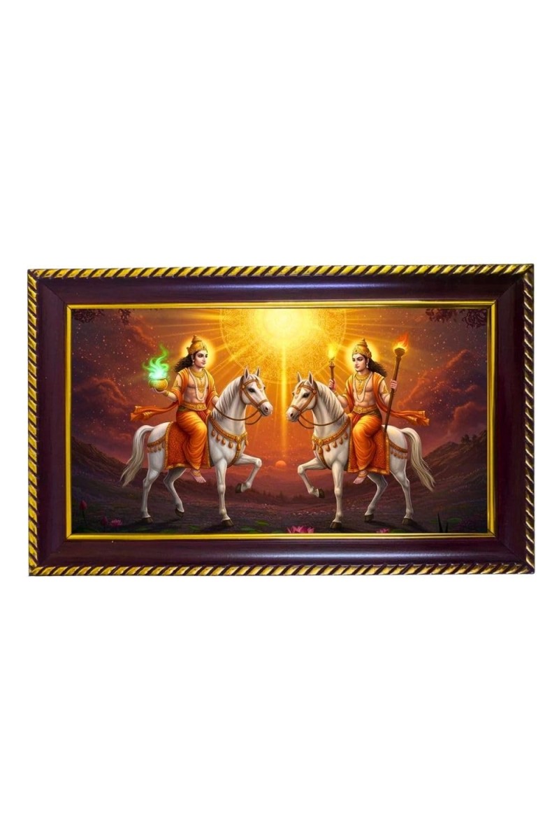 Lord Vishnu Photo Frame 12x8 Inch | Glossy Maroon Polystyrene Frame | Divine Wall & Table Decor | Temple Decoration & Gift Item (Pack Of 1) (F20393)