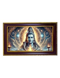 Lord Shiva Photo Frame 10x6 Inch | Glossy Maroon Polystyrene Frame | Divine Wall & Table Decor | Temple Decoration & Gift Item (Pack Of 1) (F20703)