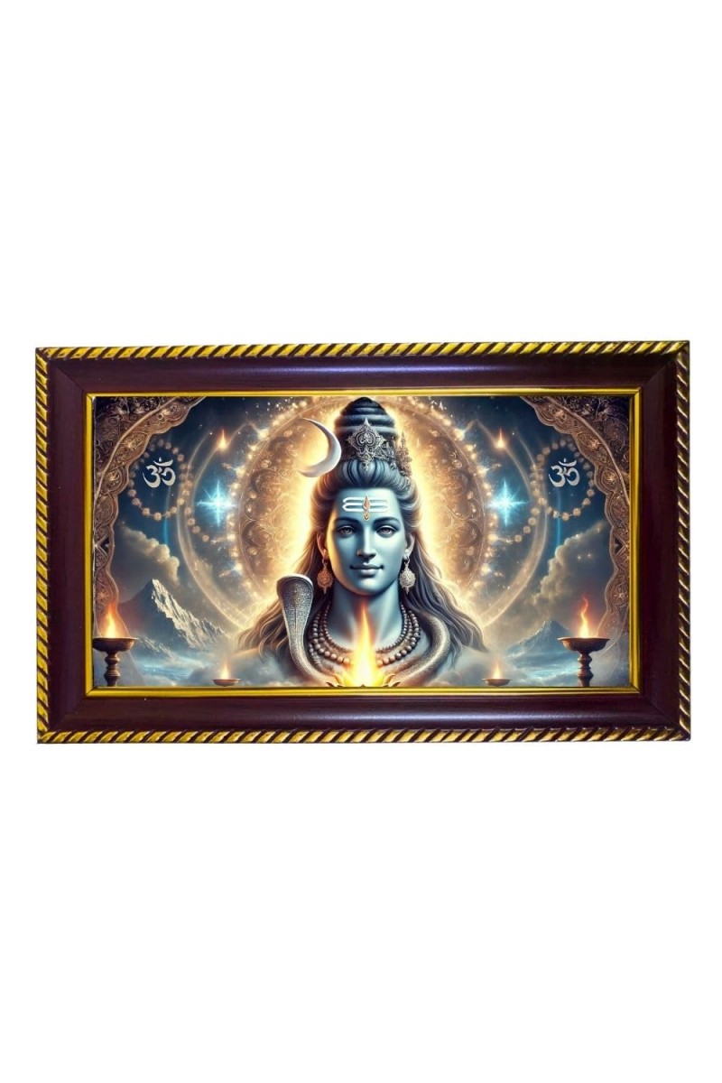 Lord Shiva Photo Frame 10x6 Inch | Glossy Maroon Polystyrene Frame | Divine Wall & Table Decor | Temple Decoration & Gift Item (Pack Of 1) (F20703)