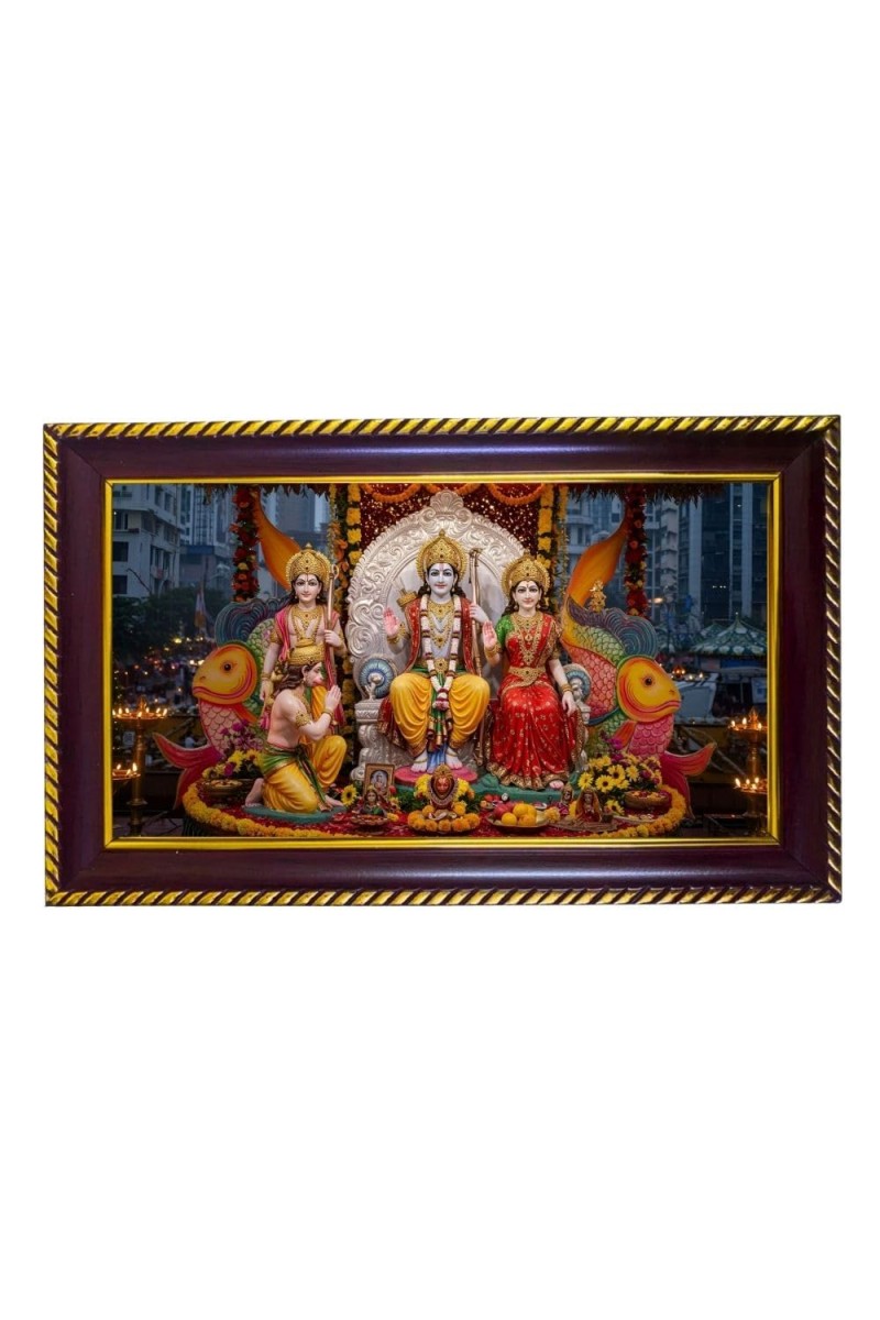 Lord Ram Sita Photo Frame 12x8 Inch | Glossy Maroon Polystyrene Frame | Divine Wall & Table Decor | Temple Decoration & Gift Item (Pack Of 1) (F20130)