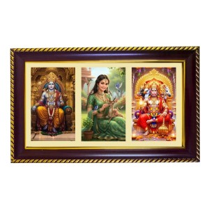 Ram-Sita-Hanuman Photo Frame 10x6 Inch | Glossy Maroon Polystyrene Frame | Divine Wall & Table Decor | Temple Decoration & Gift Item (Pack Of 1) (F20906)