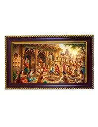 Lord Krishna Photo Frame 14x10 Inch | Glossy Maroon Polystyrene Frame | Divine Wall & Table Decor | Temple Decoration & Gift Item (Pack Of 1) (F20454)