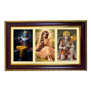Krishna-Radha-Hanuman Photo Frame 12x8 Inch | Glossy Maroon Polystyrene Frame | Divine Wall & Table Decor | Temple Decoration & Gift Item (Pack Of 1) (F21060) Krishna-Radha-Hanuman Photo Frame 12x8 Inch | Glossy Maroon Polystyrene Frame | Divine Wall & Table Decor | Temple Decoration & Gift Item (Pack Of 1) (F21060)