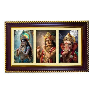 Radha-Krishna-Ganesha Photo Frame 12x8 Inch | Glossy Maroon Polystyrene Frame | Divine Wall & Table Decor | Temple Decoration & Gift Item (Pack Of 1) (F21307) Radha-Krishna-Ganesha Photo Frame 12x8 Inch | Glossy Maroon Polystyrene Frame | Divine Wall & Table Decor | Temple Decoration & Gift Item (Pack Of 1) (F21307)