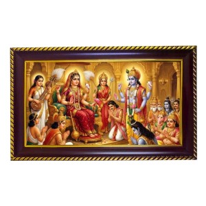 Lord Vishnu Laxmi Photo Frame 14x10 Inch | Glossy Maroon Polystyrene Frame | Divine Wall & Table Decor | Temple Decoration & Gift Item (Pack Of 1) (F20655) Lord Vishnu Laxmi Photo Frame 14x10 Inch | Glossy Maroon Polystyrene Frame | Divine Wall & Table Decor | Temple Decoration & Gift Item (Pack Of 1) (F20655)
