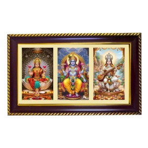Lakshmi-Vishnu-Sarswati Photo Frame 14x10 Inch | Glossy Maroon Polystyrene Frame | Divine Wall & Table Decor | Temple Decoration & Gift Item (Pack Of 1) (F20994) Lakshmi-Vishnu-Sarswati Photo Frame 14x10 Inch | Glossy Maroon Polystyrene Frame | Divine Wall & Table Decor | Temple Decoration & Gift Item (Pack Of 1) (F20994)