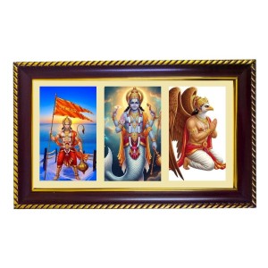 Hanuman-Vishnu-garudaHanuman-Durga-Ganesha Photo Frame 12x8 Inch | Glossy Maroon Polystyrene Frame | Divine Wall & Table Decor | Temple Decoration & Gift Item (Pack Of 1) (F20973)